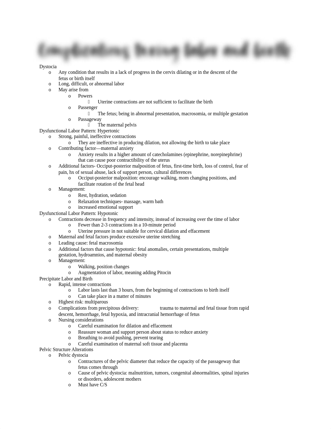 Caring for the Woman Experiencing Complications During Labor and Birth.docx_dugdk3amn94_page1