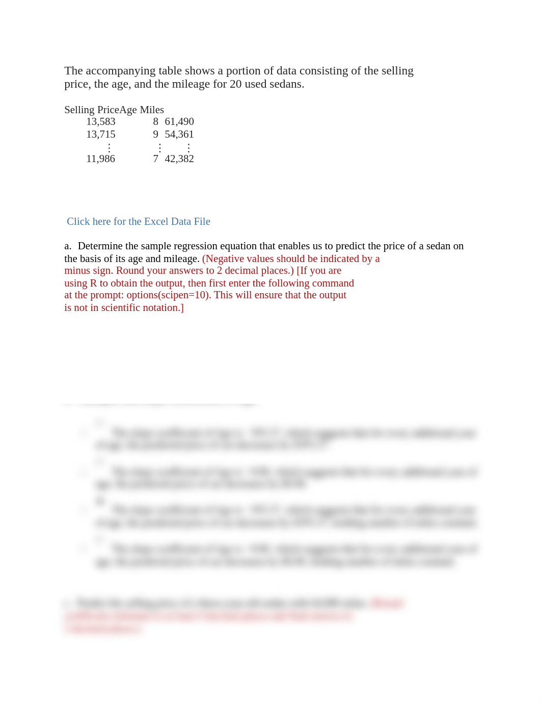 The accompanying table shows a portion of data consisting of the selling price.docx_duhd9chu09e_page1