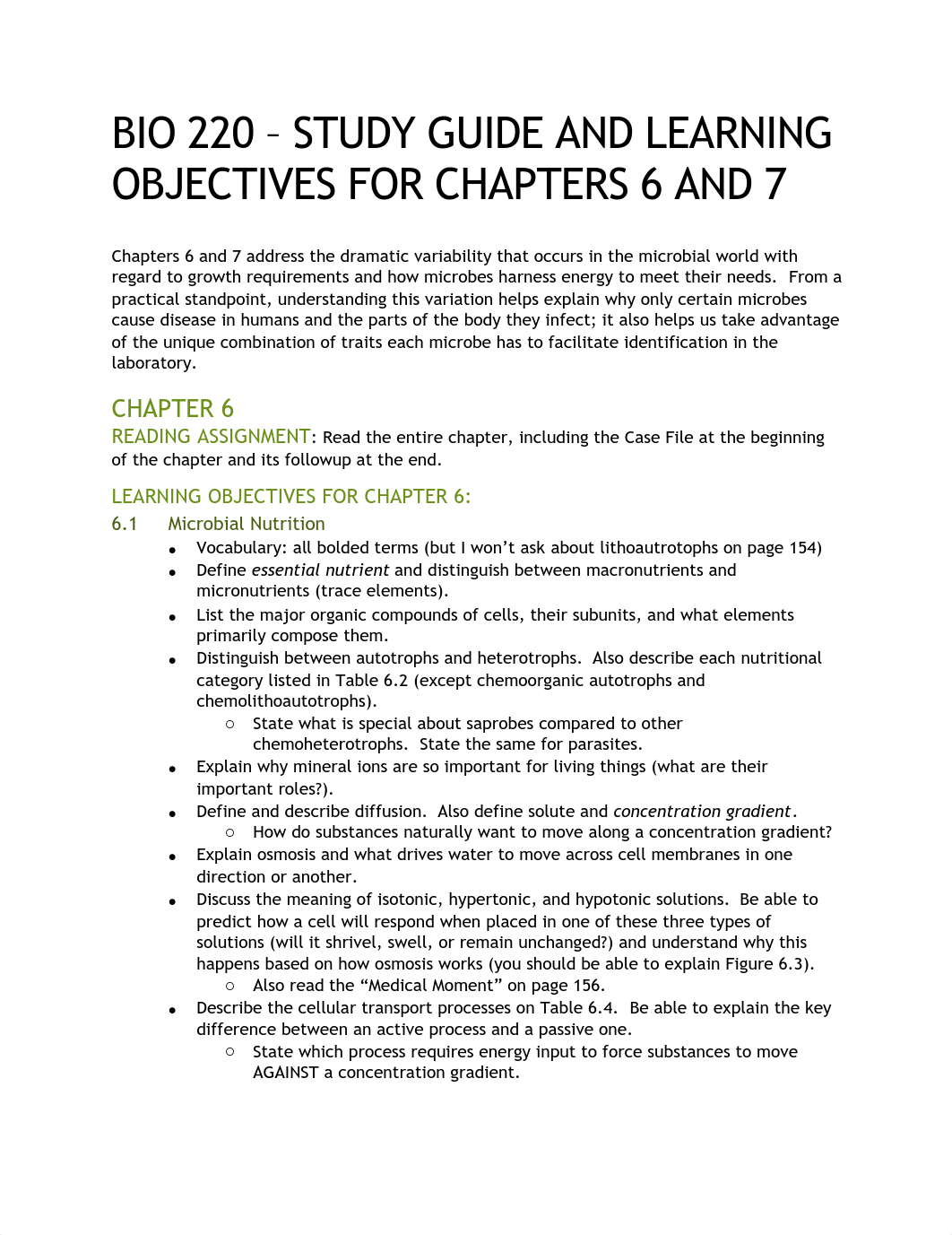 BIO 220 DISTANCE - CHAPTER 6 AND 7 STUDY GUIDE AND LEARNING OBJECTIVES(1).pdf_duhdgo0390s_page1