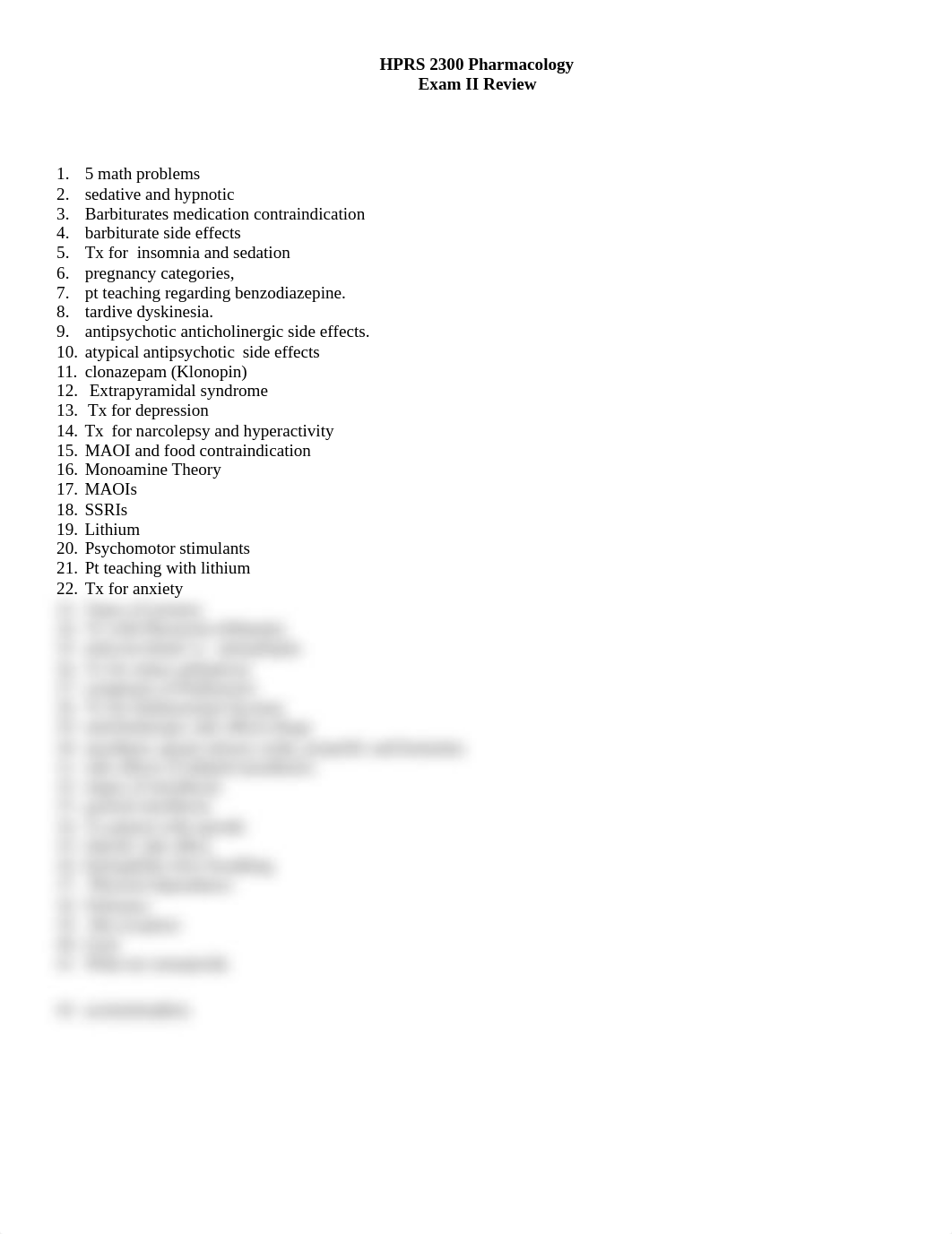 HPRS 2300 Pharmacology Exam 2 Review.docx_duhyivezjr7_page1