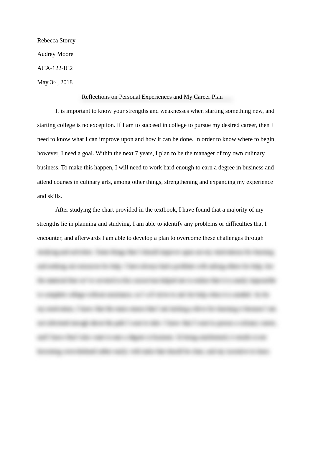 Reflections on Personal Experiences and My Career Plan - Rebecca Storey.docx_duitgw0ee7r_page1