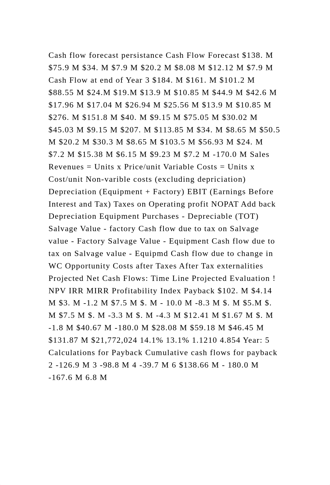 Cash flow forecast persistance Cash Flow Forecast $138. M $75.9 M $3.docx_duj3a4t01d4_page1