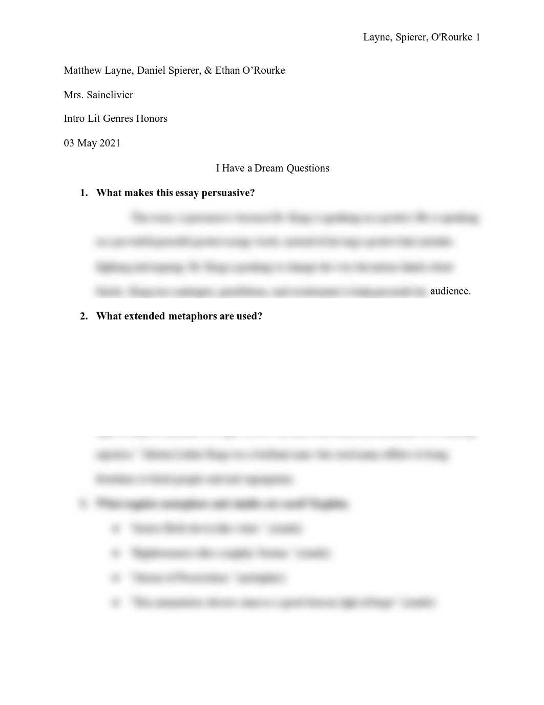 I Have a Dream Speach Questions - Layne, Spierer, O'Rourke - Google Docs.pdf_duj9q1st02y_page1