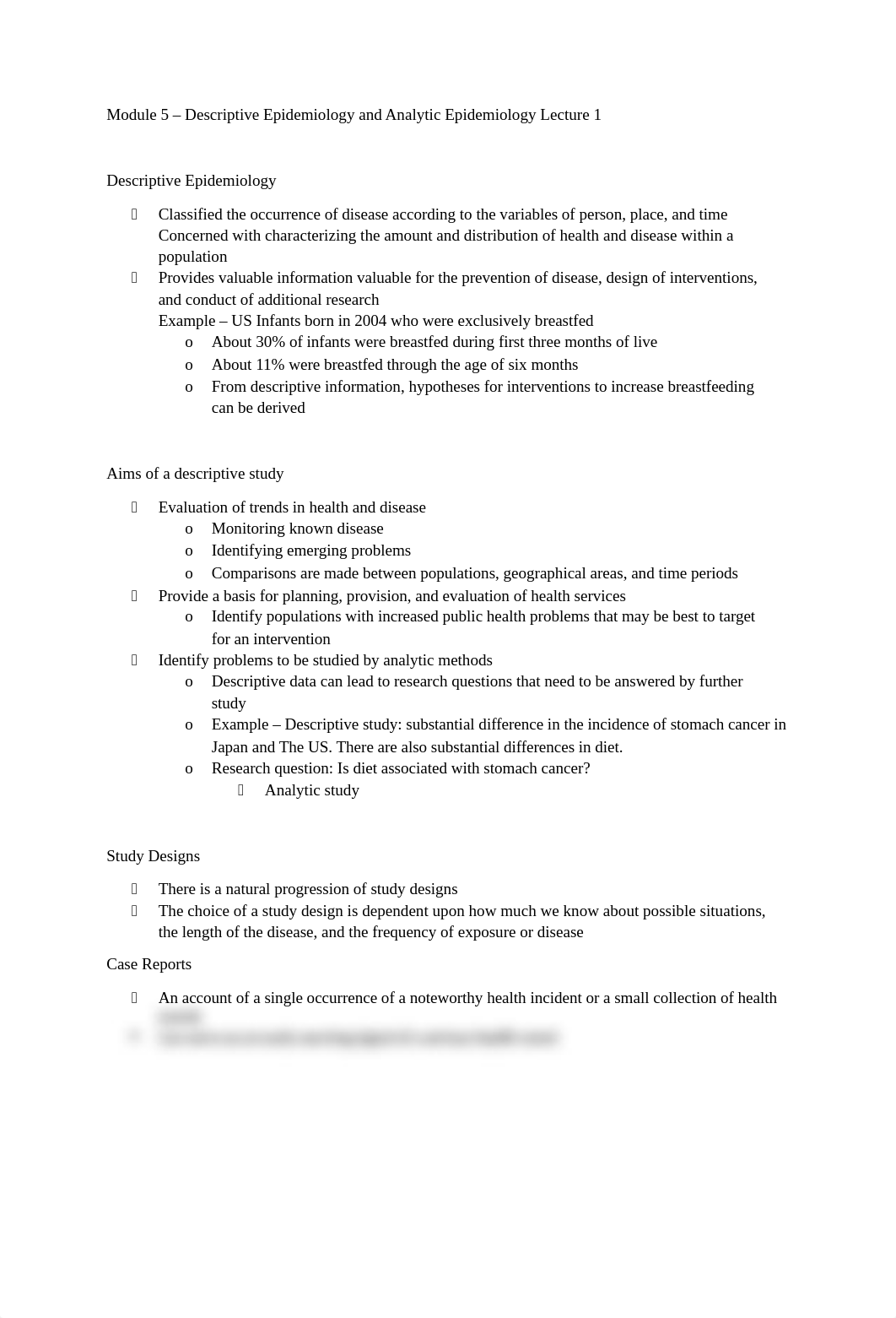 Module 5 - Descriptive Epidemiology and Analytic Epidemiology Lecture 1 Notes.docx_dujgmqayj9z_page1