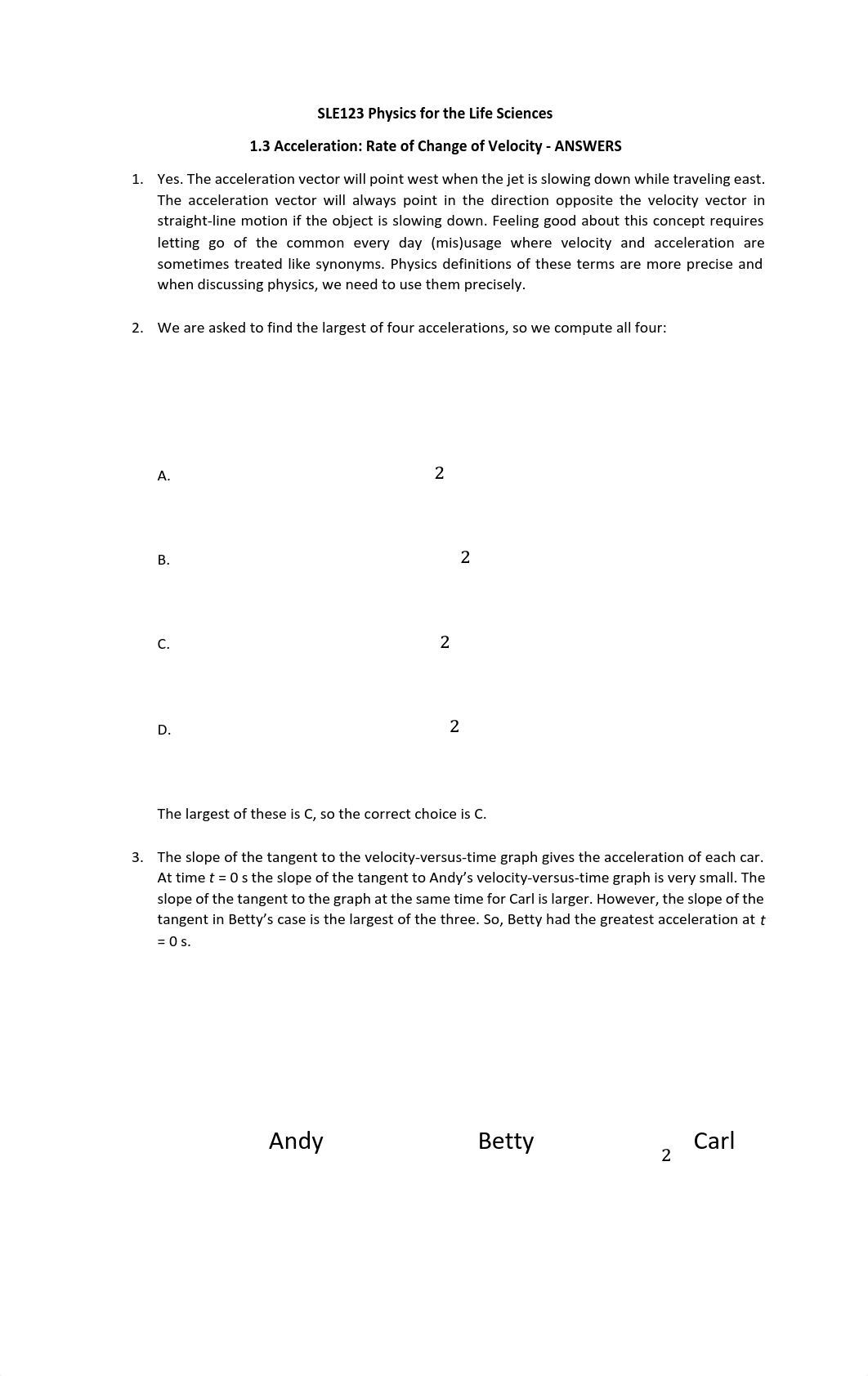 1.3 Acceleration- Rate of Change of Velocity practice questions - ANSWERS.pdf_dujmg8vpt5f_page1