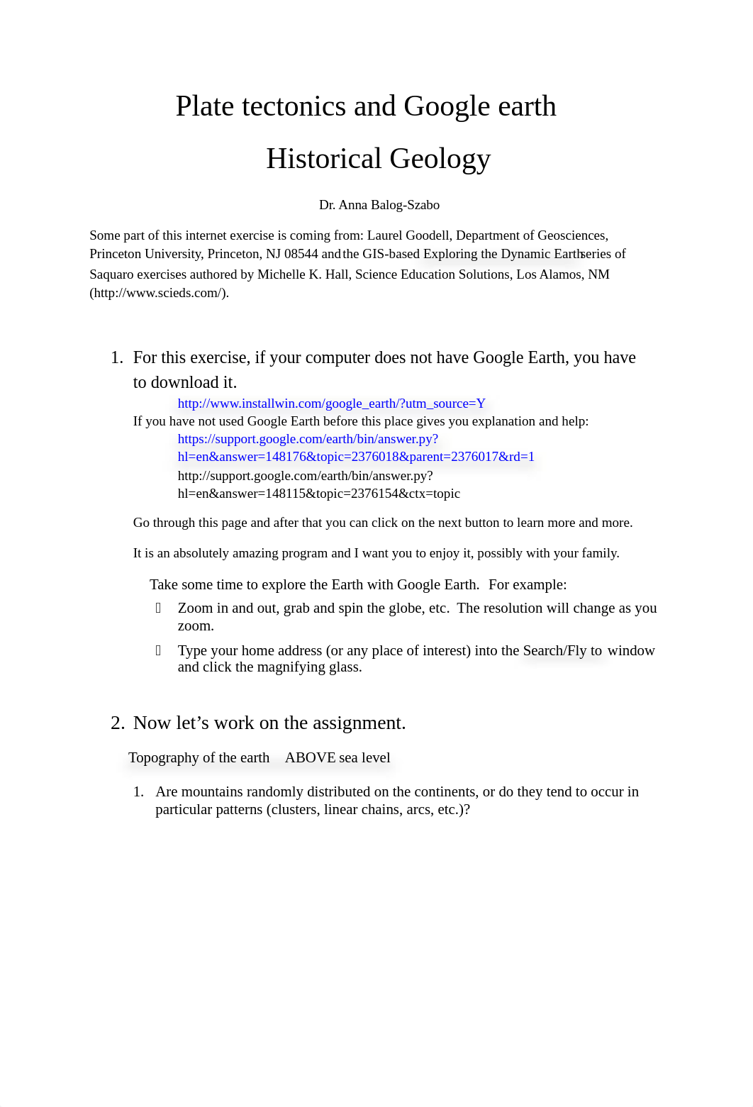 Plate tectonics and Google earth, Historical Geology (1).docx_dukhq92ik1a_page1