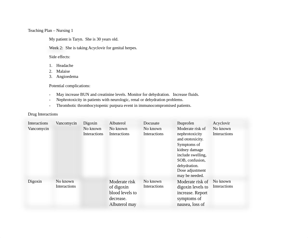 Week 2 Nursing 1 Teaching Plan .docx_dukjsfalb46_page1