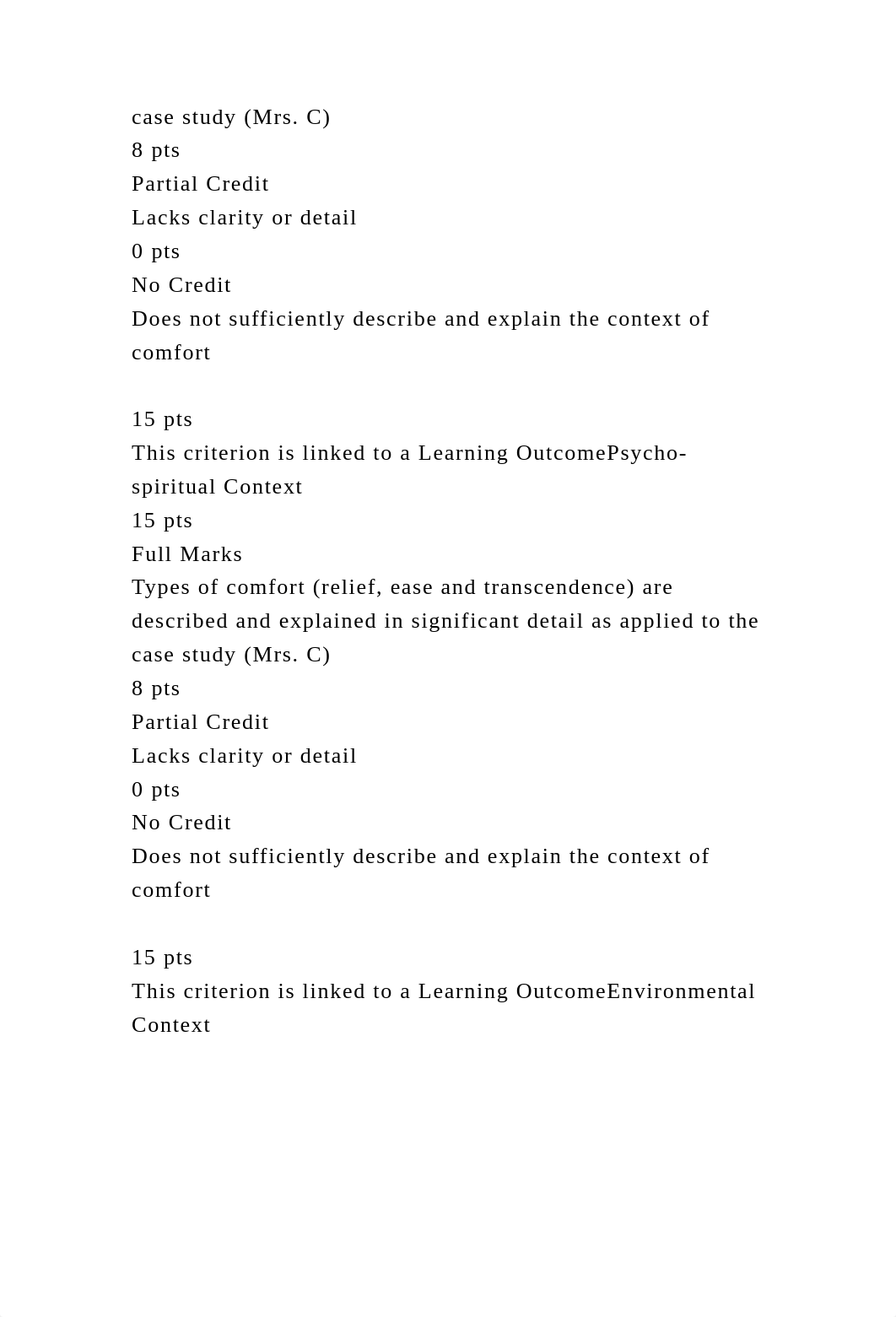 Kolcabas Comfort Grid ExampleNursing Reflection Assignment .docx_dukz2ht4g66_page3