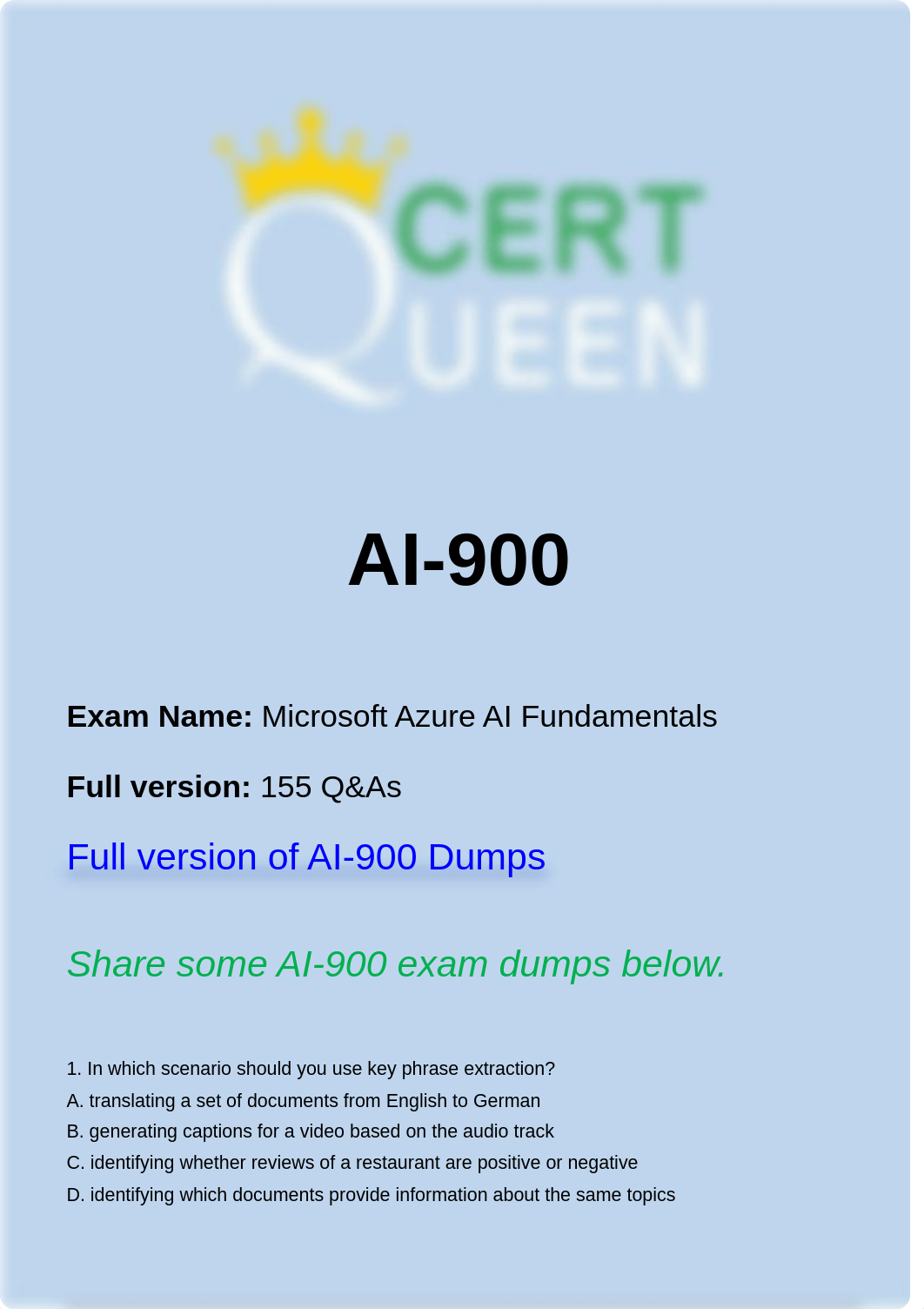 Microsoft AI-900 Updated Questions and Answers.pdf_dum1bl6fnpe_page1