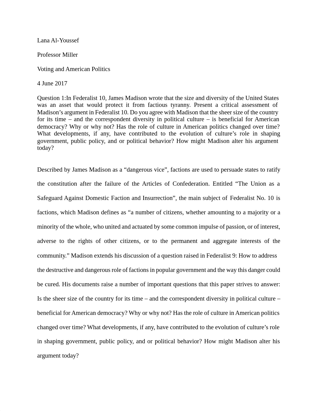 Federalist No. 10 - Response Paper.pdf_dum3368ur6z_page1