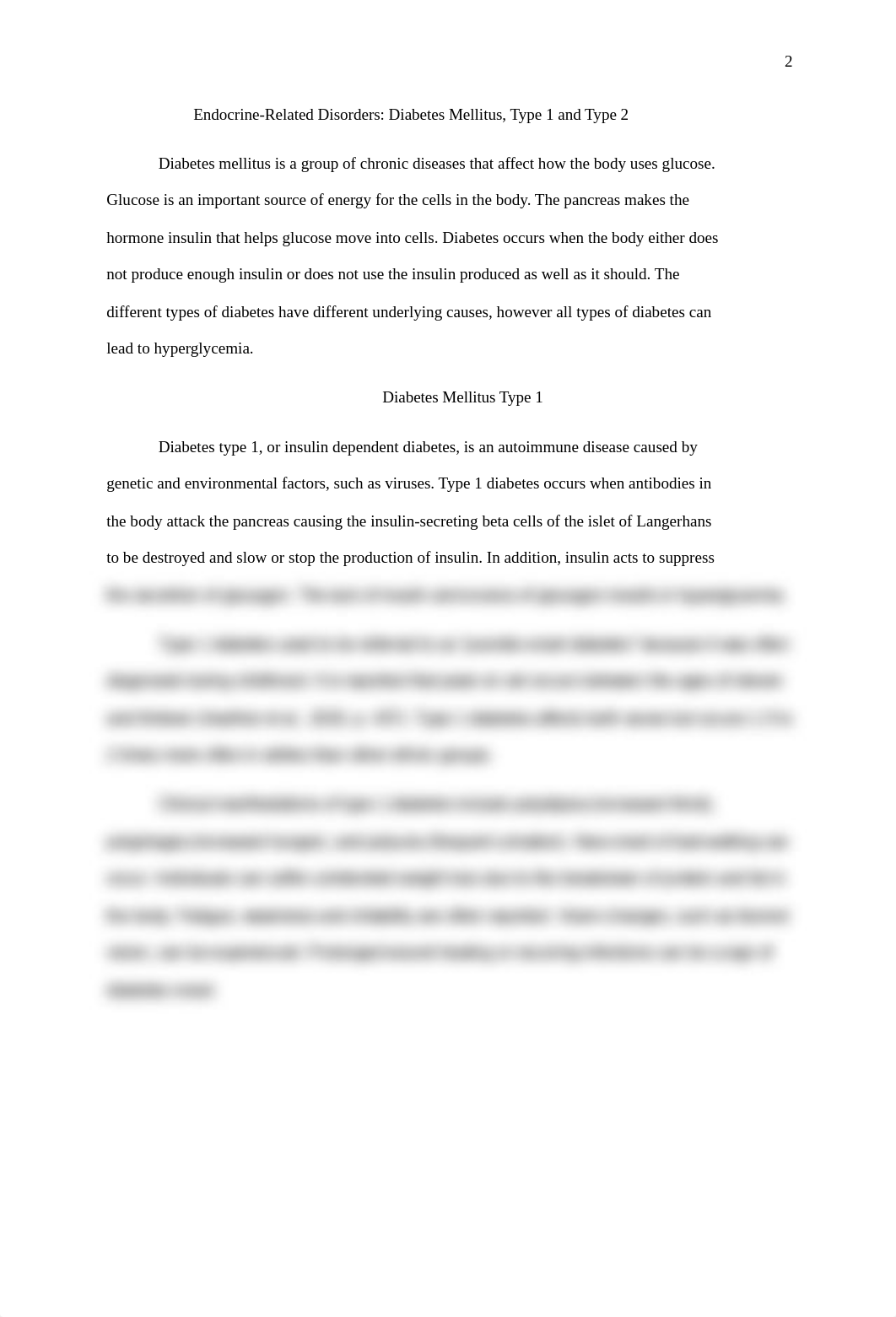 NUR309 Week 5 Assignment Endocrine-Related Disorder Diabetes type 1 and 2.docx_dumgc5t6e58_page2