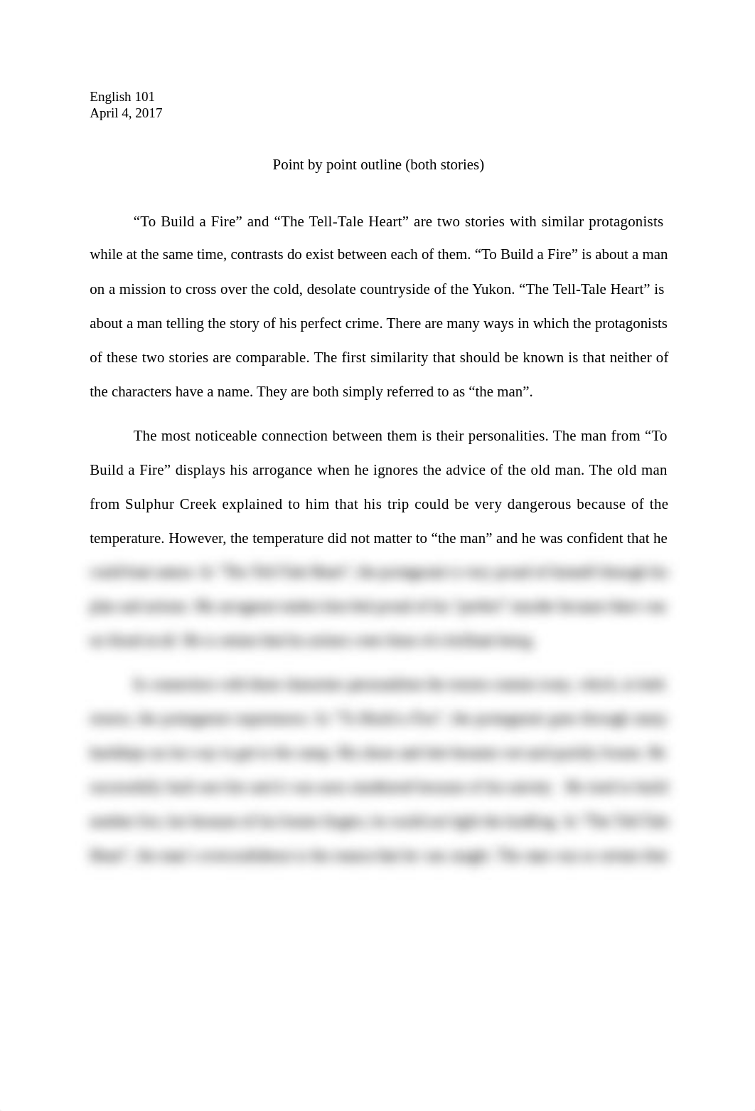 "To Build a Fire" and "The Tell-Tale Heart" Compare and Contrast Essay Final.docx_duo32m1eg1g_page1