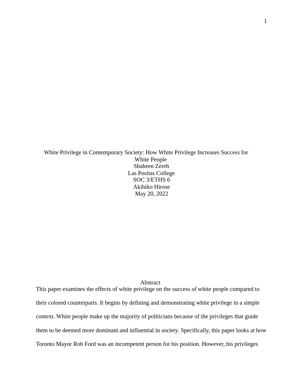 White Privilege in Contemporary Society_ How White Privilege Increases Success for White People.docx_duokd8qaafs_page1