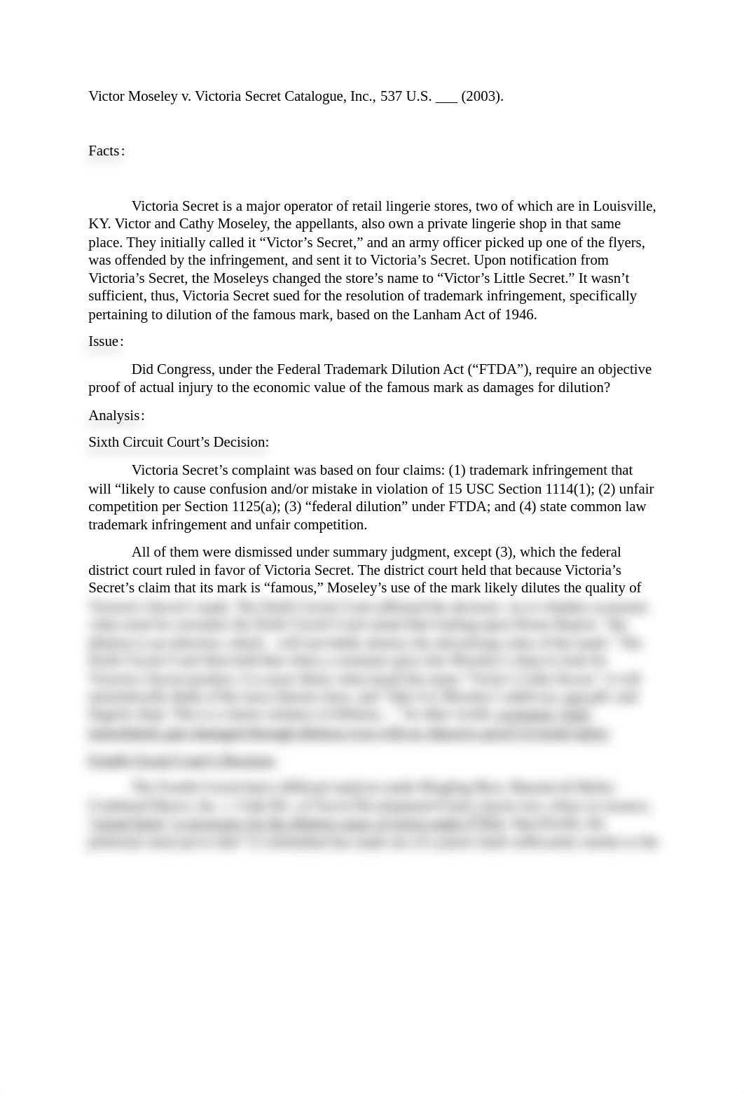 Victor Moseley v Victoria Secret_CaseBrief_dup43ytwjm2_page1