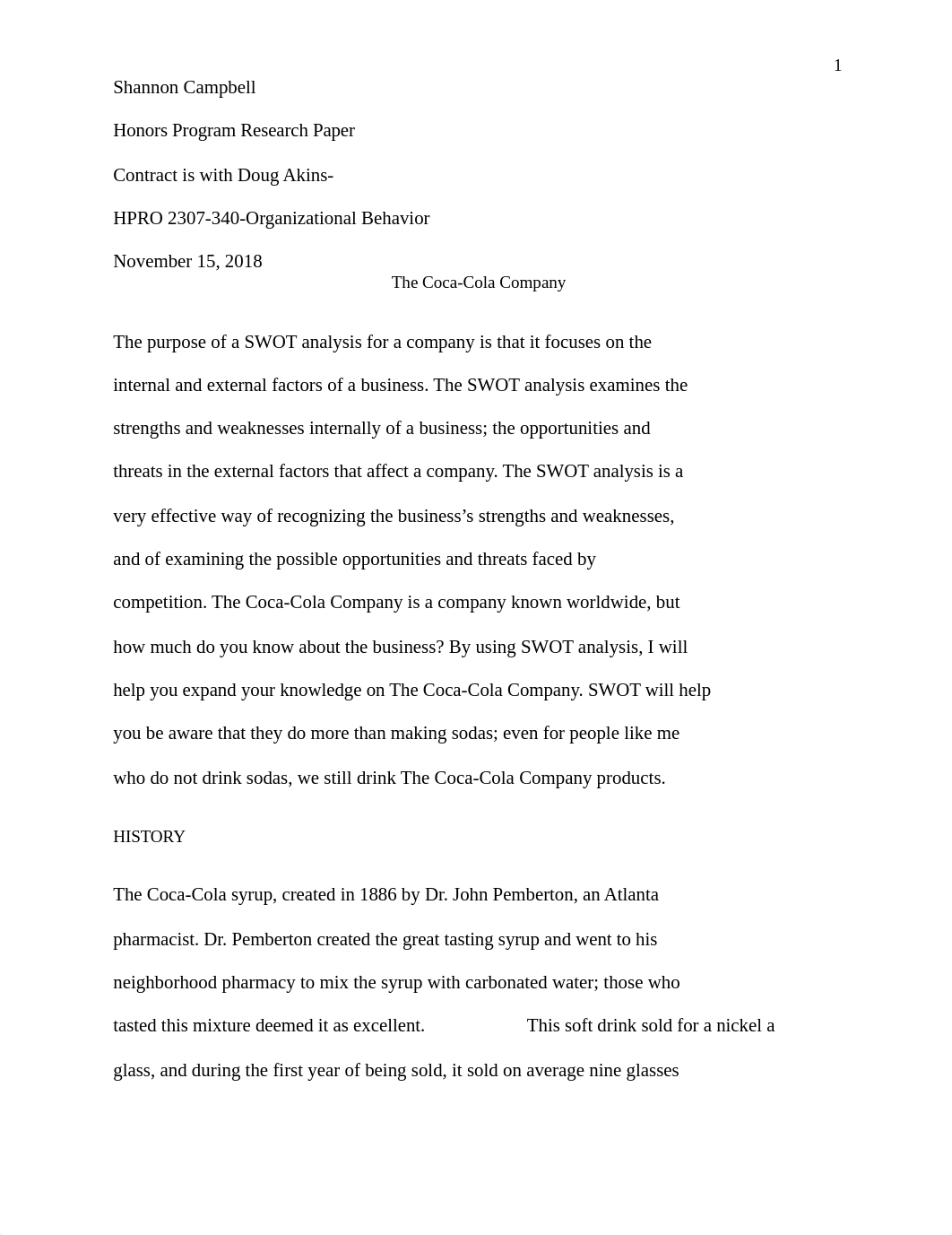 HRPO2307 Coca Cola SWOT Analysis Paper Campbell-Shannon.docx_dup4koy5dns_page1