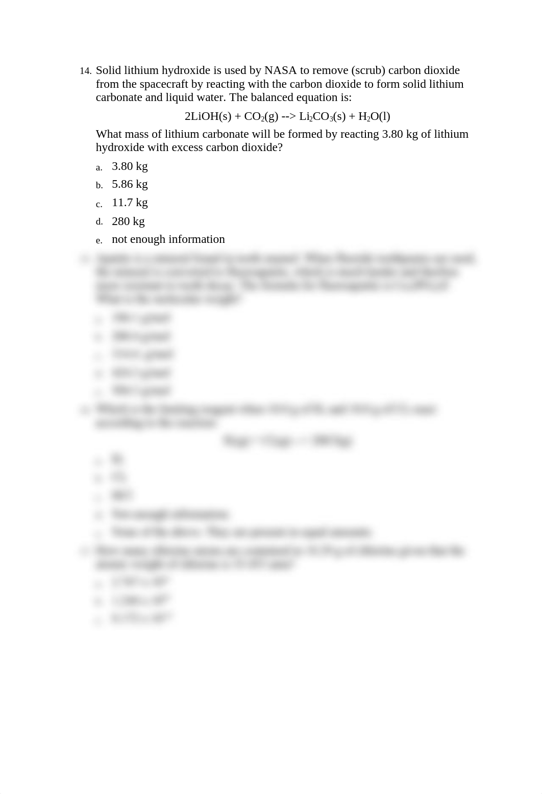 Questions from Previous Chemistry 115 Exams Stoichiometry_dup96fyzmj8_page4