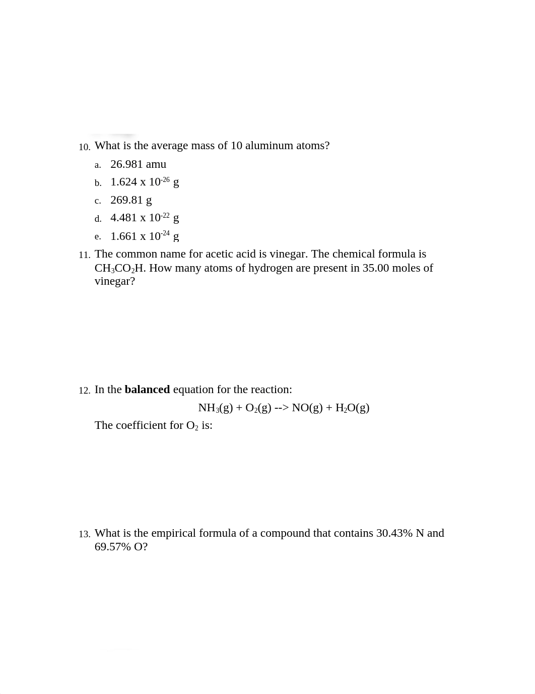 Questions from Previous Chemistry 115 Exams Stoichiometry_dup96fyzmj8_page3