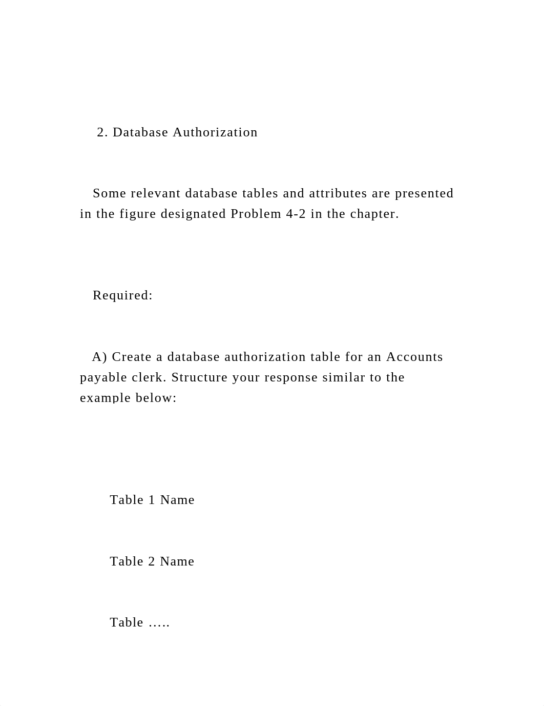 2. Database Authorization      Some relevant database tab.docx_dupb6dqhy17_page2