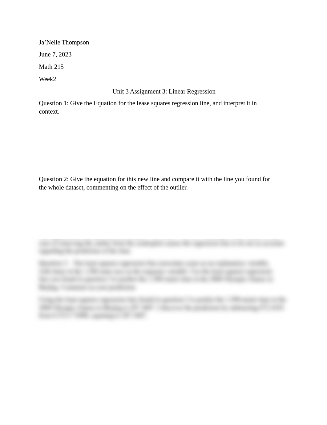 Unit 3 Assignment 3 Linear Regression  JThompson Week2.docx_dupcwg2e3db_page1