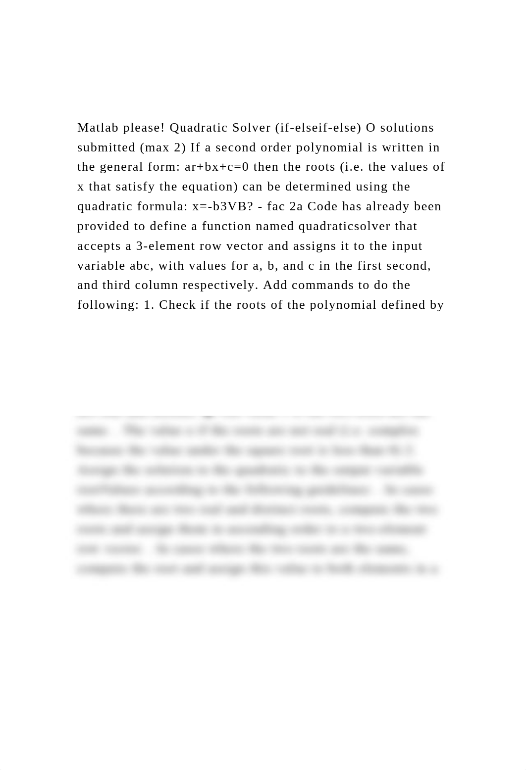 Matlab please! Quadratic Solver (if-elseif-else) O solutions sub.docx_dupfi82o2vb_page2