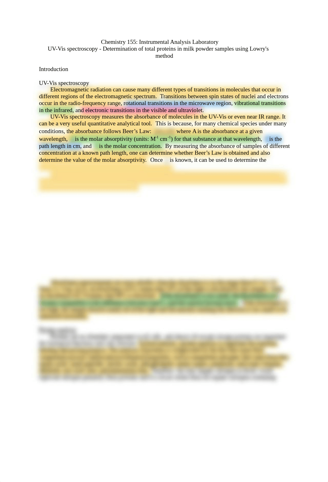 CHEM155 UV-Vis_Determination of total proteins in milk powder samples using Lowry's method.pdf_dupur0iwdfh_page1