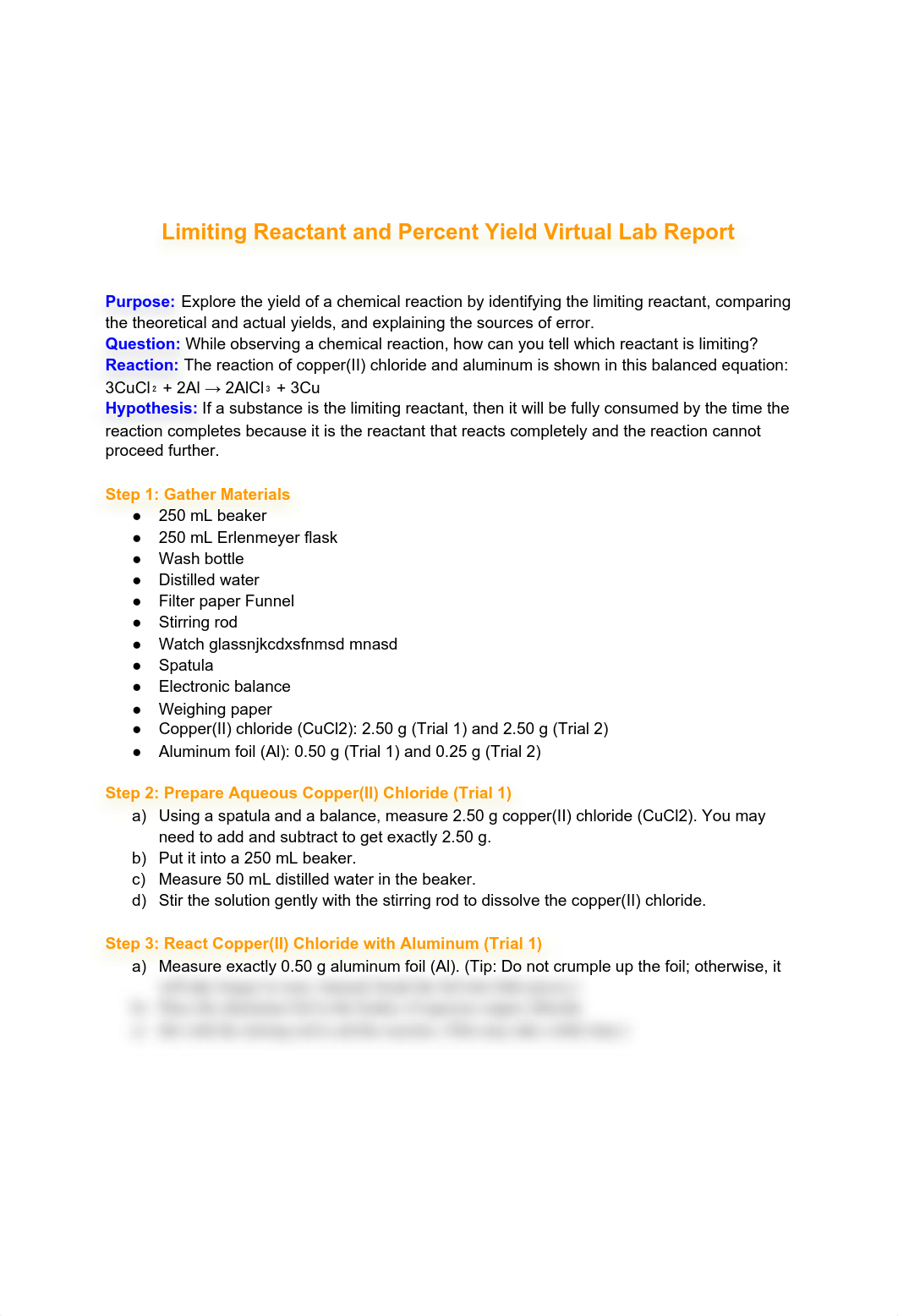 Limiting Reactant and Percent Yield Virtual Lab Report (2).pdf_dur3ljo8uh0_page1