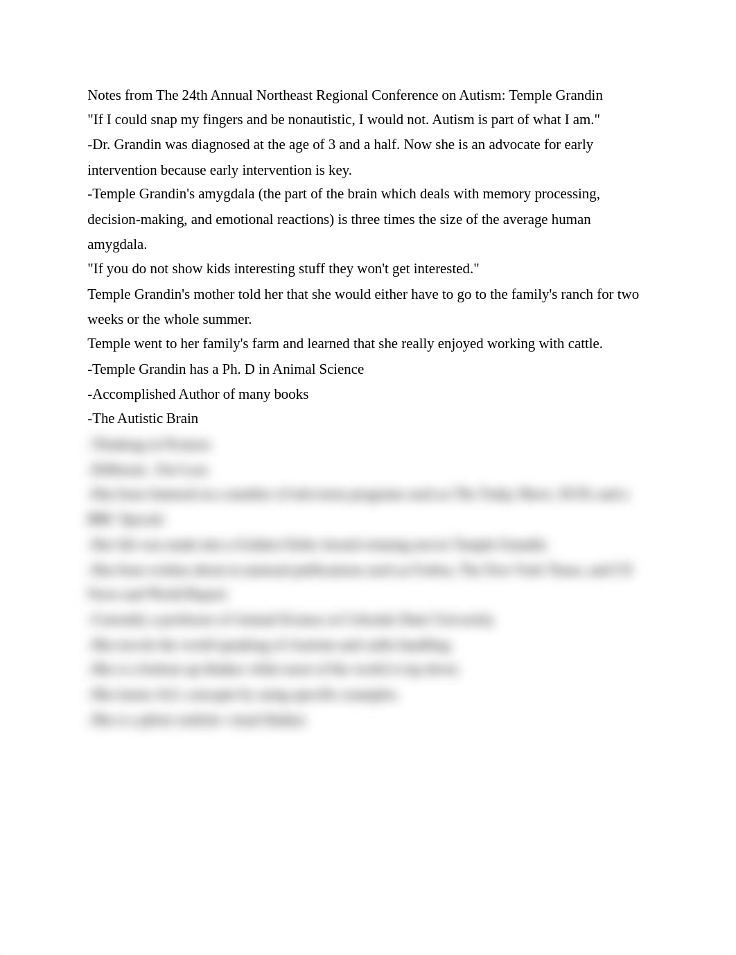 Notes from The 24th Annual Northeast Regional Conference on Autism. Temple Grandin_duraru171cx_page1