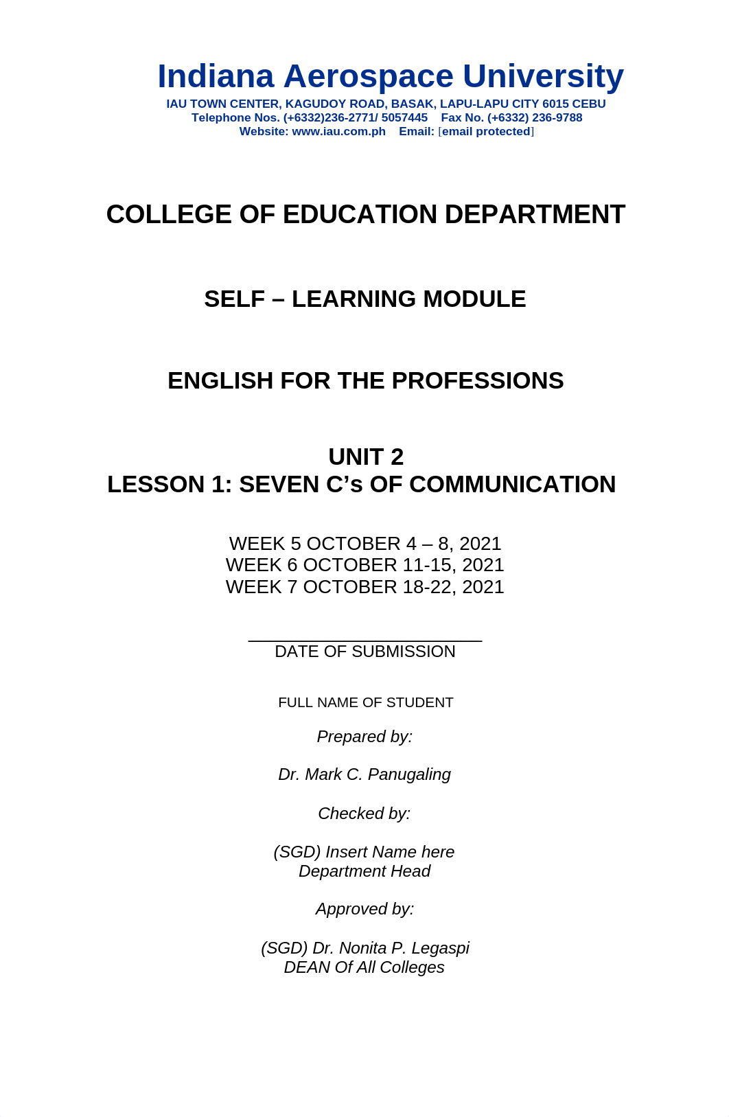 NO ANSWER COLLEGE MODULE  UNIT 3 SEVEN C'S OF COMMUNICATION.docx_dus16t9hjln_page1