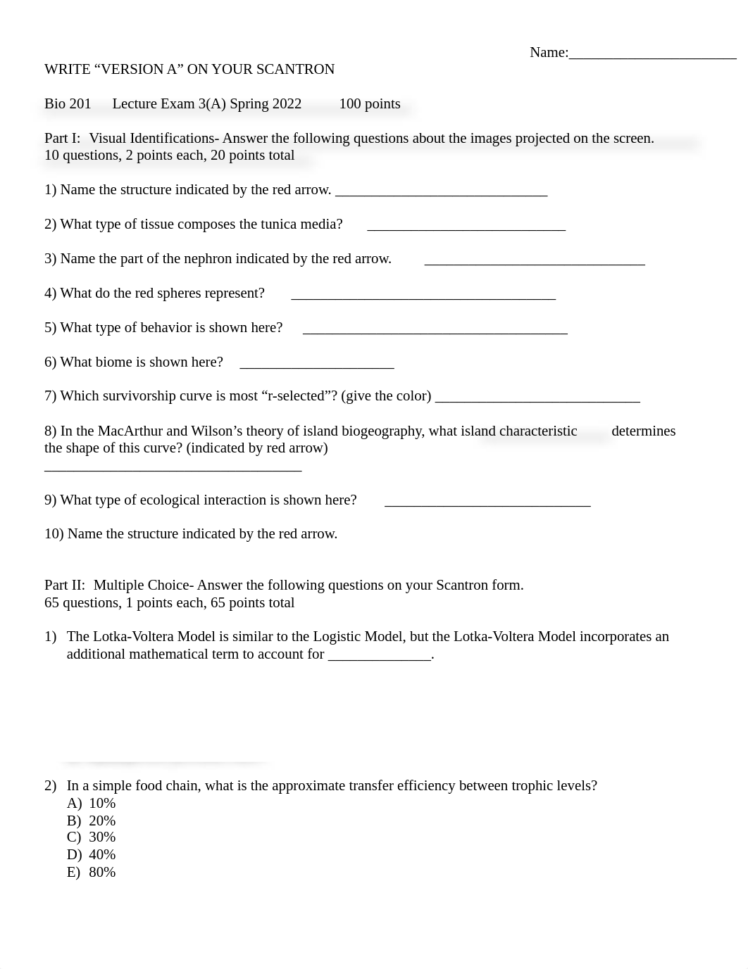 Bio201-Lecture Exam 3, Version A, Spring 2022.docx_dutfn89k0lg_page1