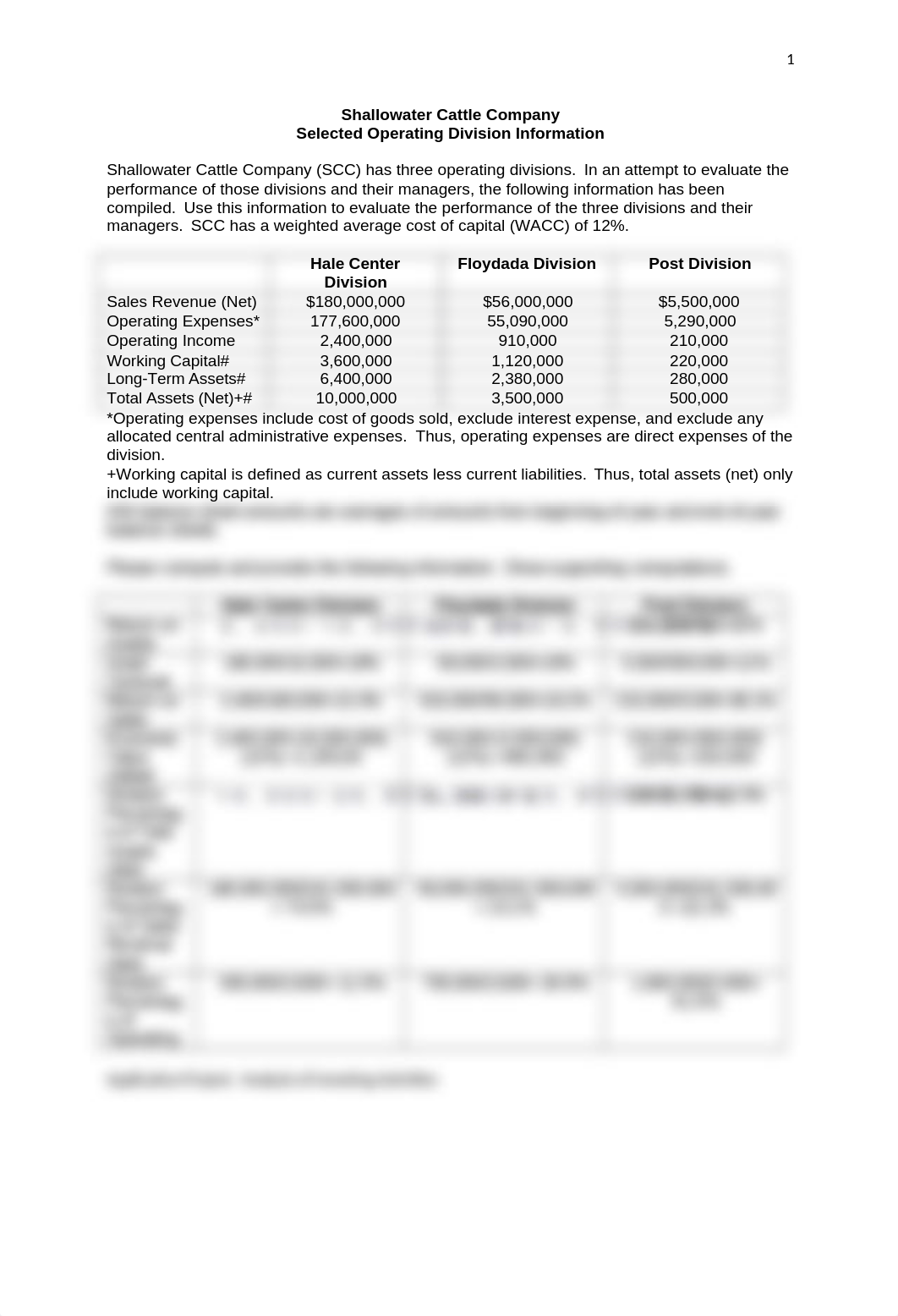 Application Project, Analysis of Investing Activities, Shallowater Cattle Company, Information and T_dutlmlnepgc_page1