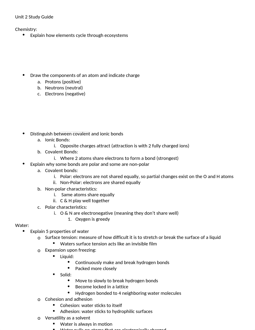 Unit 2 Study Guide BIO105.docx_dutptustw9v_page1