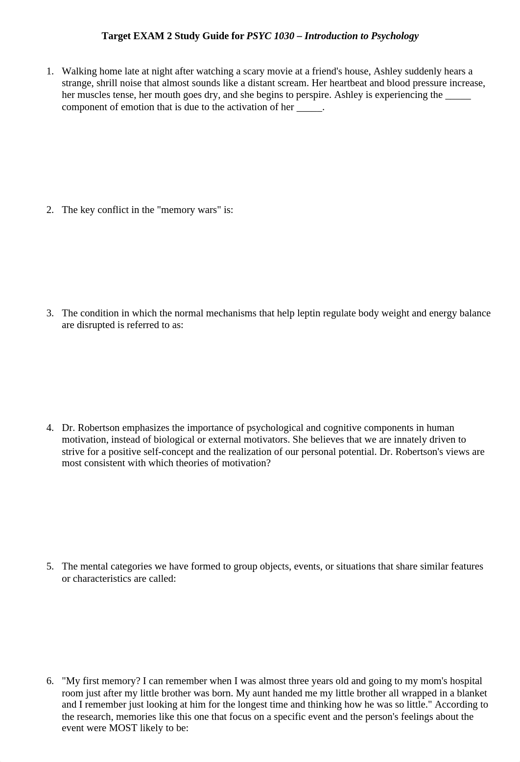 Target EXAM 2 Study Guide for PSYC 1030_FALL 2020.docx_duu3e9fls5a_page1