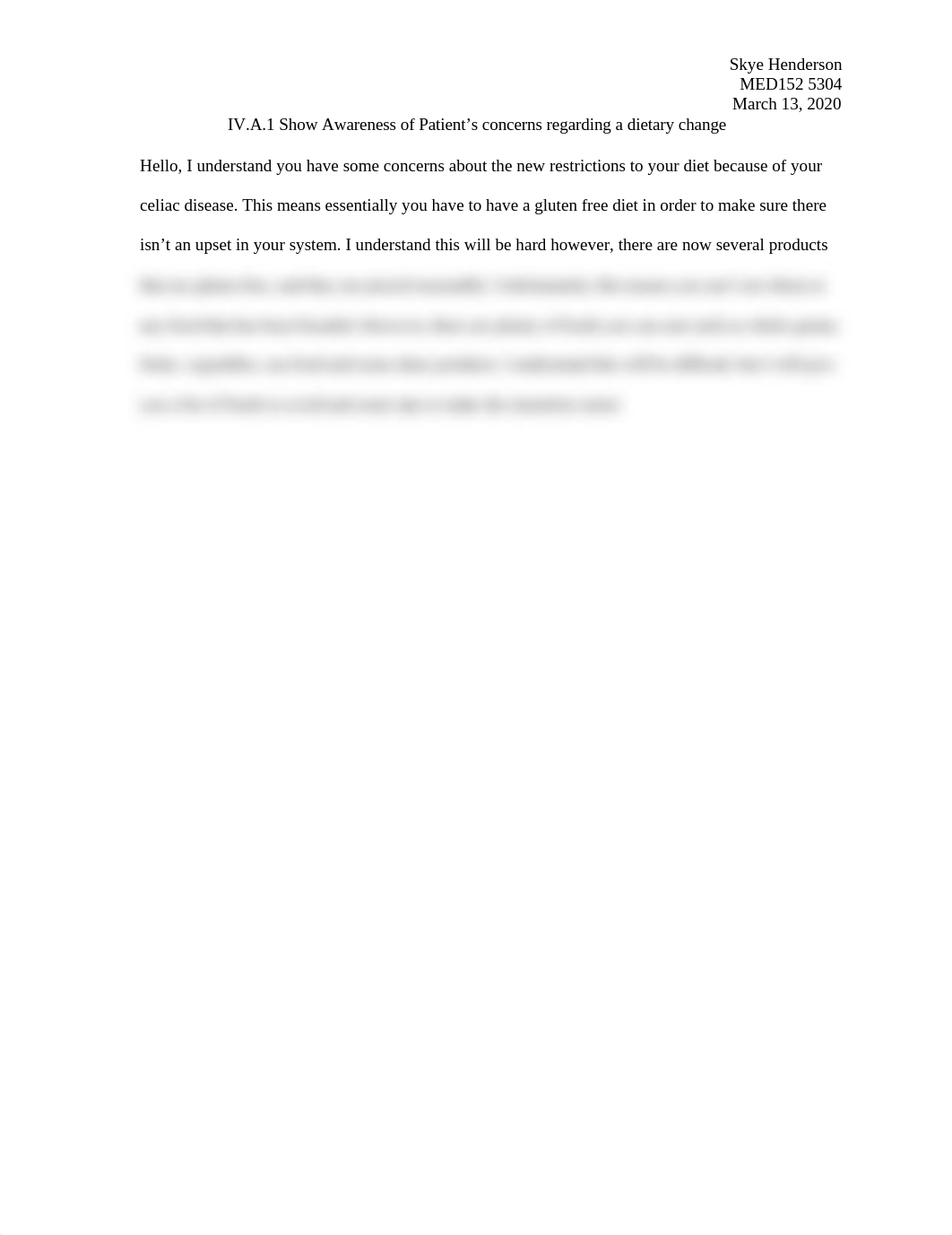 IV.A.1 Show Awareness of Patient's concerns regarding a dietary change.docx_duuni6rfmo6_page1