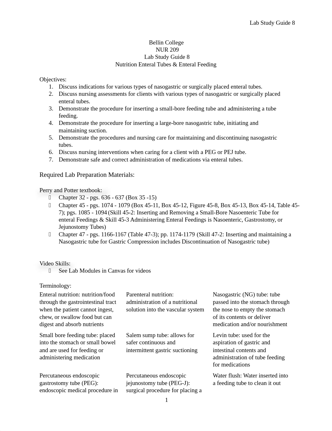 Nur 209-08 Lab Nutrition, Enteral Tubes & Enteral Feeding.doc_duv4e8mmbug_page1