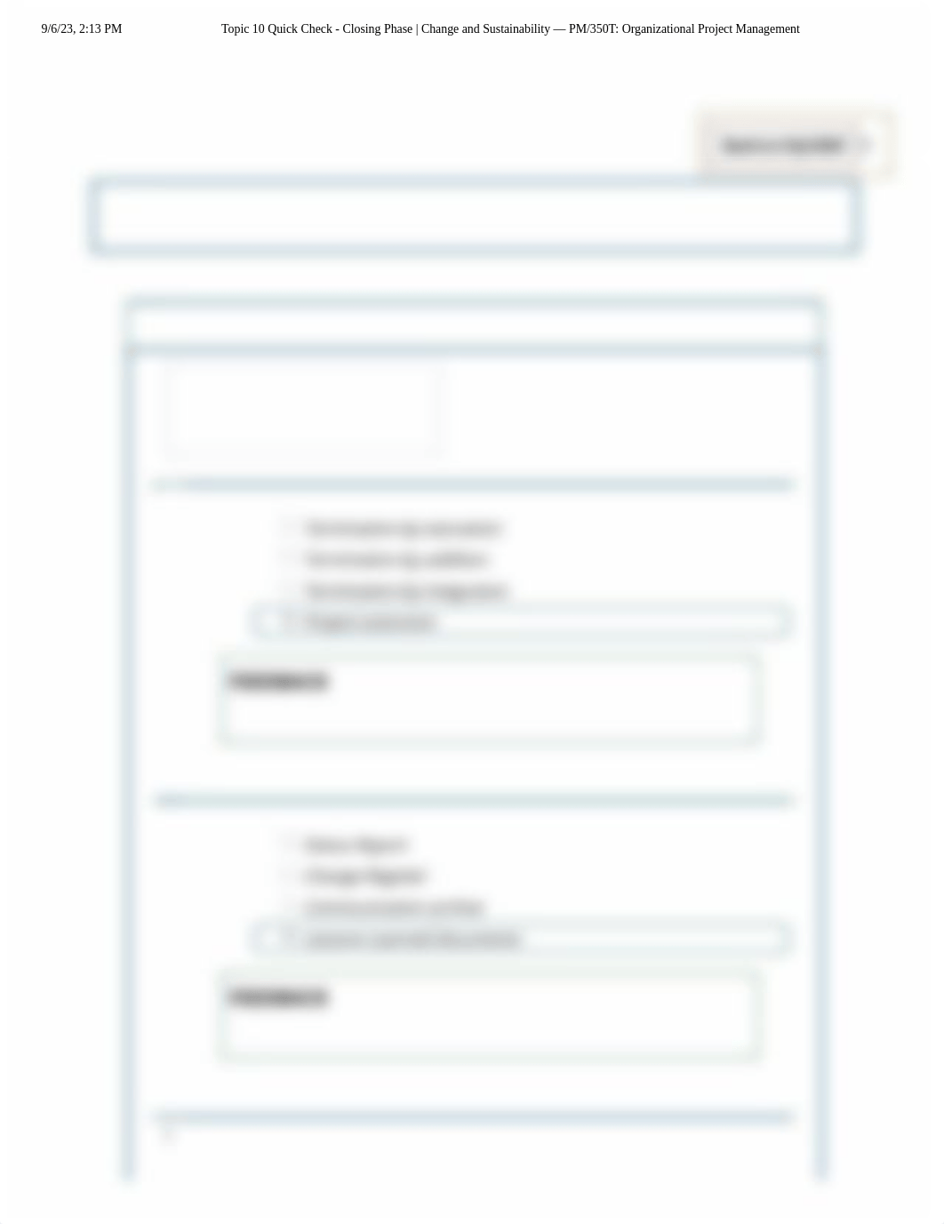 Topic 10 Quick Check - Closing Phase _ Change and Sustainability — PM_350T_ Organizational Project M_duvxcwz6r2q_page1