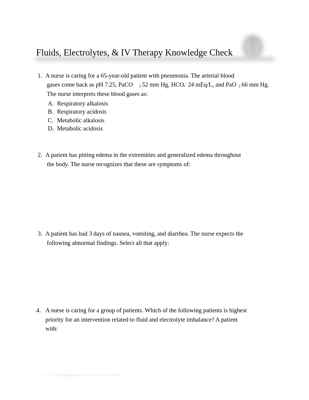 Fluids, Electrolytes, & IV Therapy Knowledge Check.pdf_duwb0b7z25e_page1