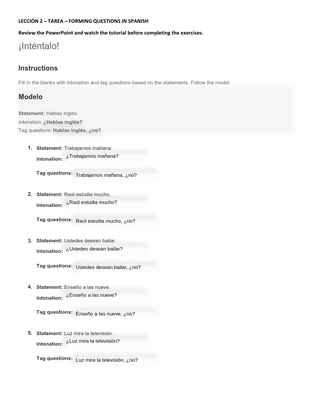 Leccion 2 - Tarea - Questions in Spanish - Fillable completed.pdf_duwt1bjxqqq_page1