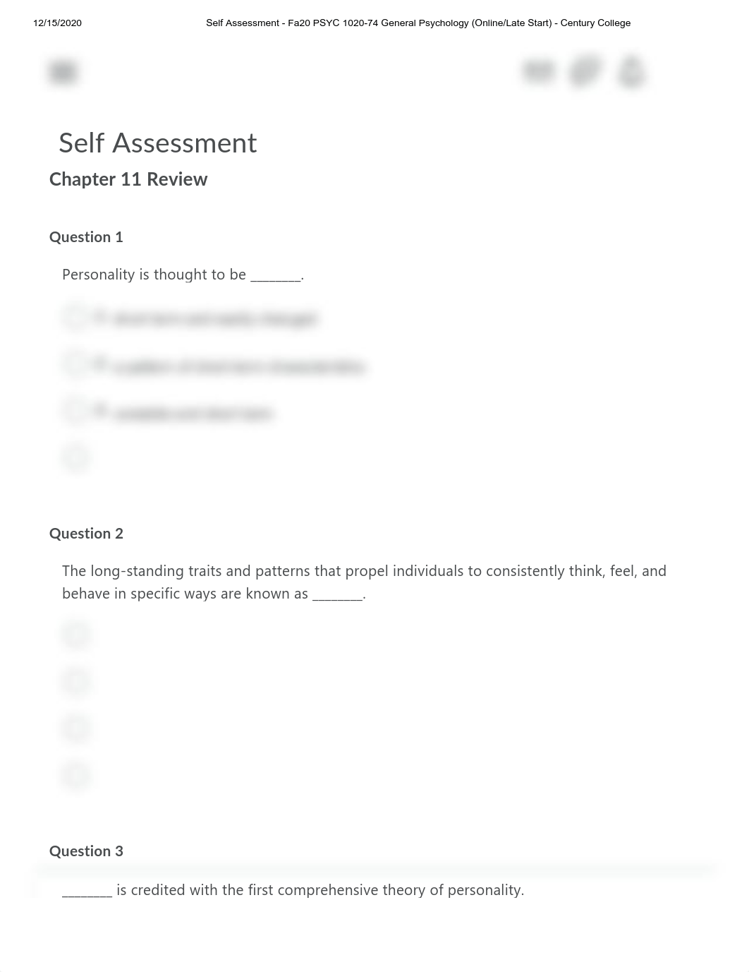 Self Assessment Ch11- Fa20 PSYC 1020-74 General Psychology (Online_Late Start) - Century College.pdf_dux9hp7py2i_page1