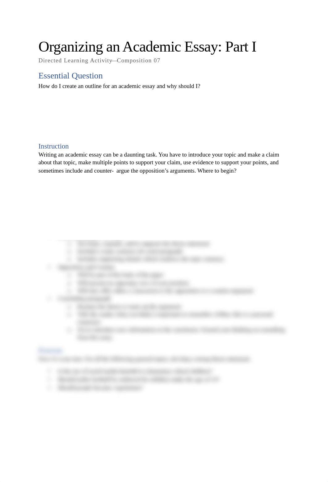 DLA - C 7 Organizing an academic essay I.pdf_duy8gfjem44_page1