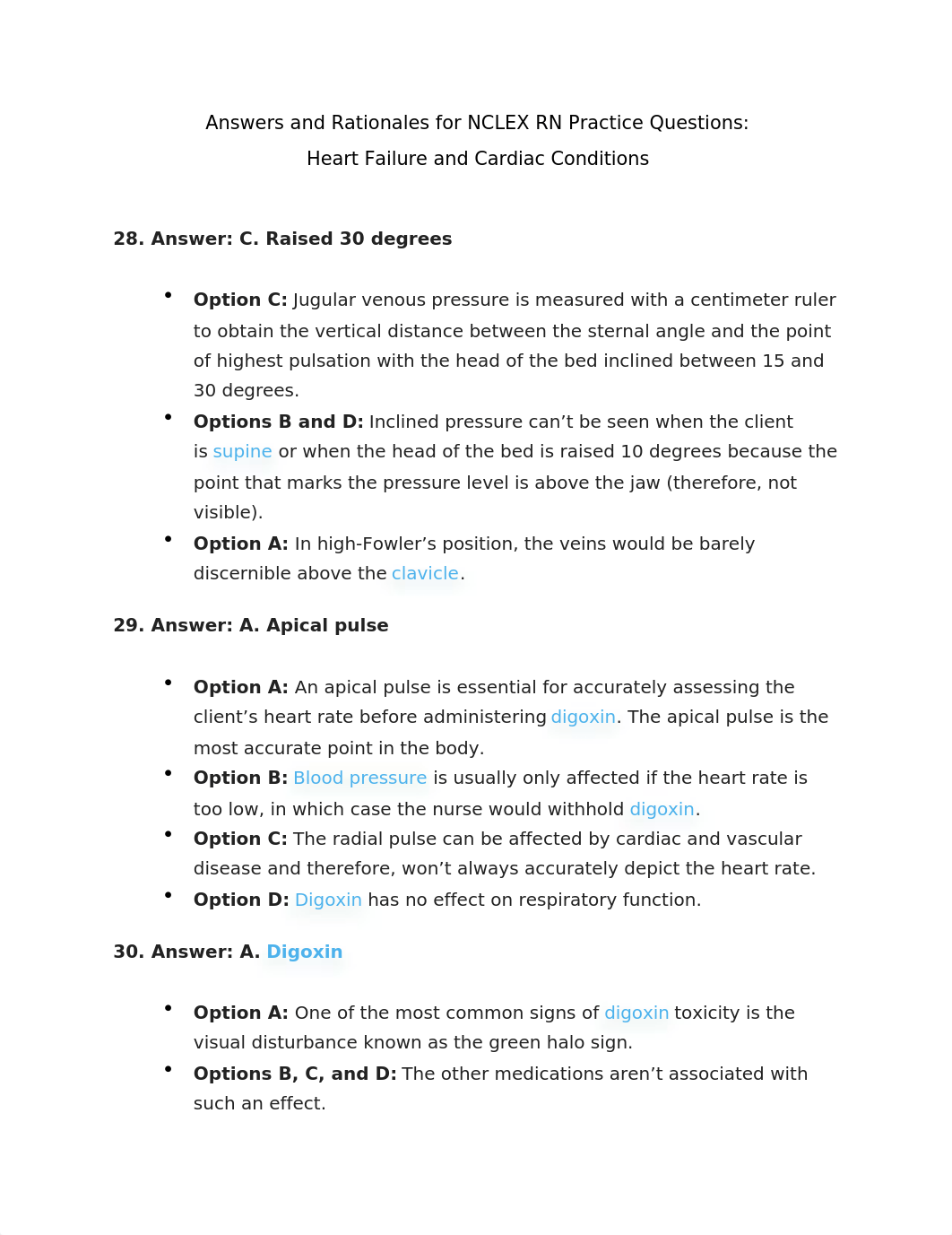 Answers and Rationales for NCLEX RN Practice Questions Heart Failure and Cardiac Conditions.docx_duyjkd5g37s_page1