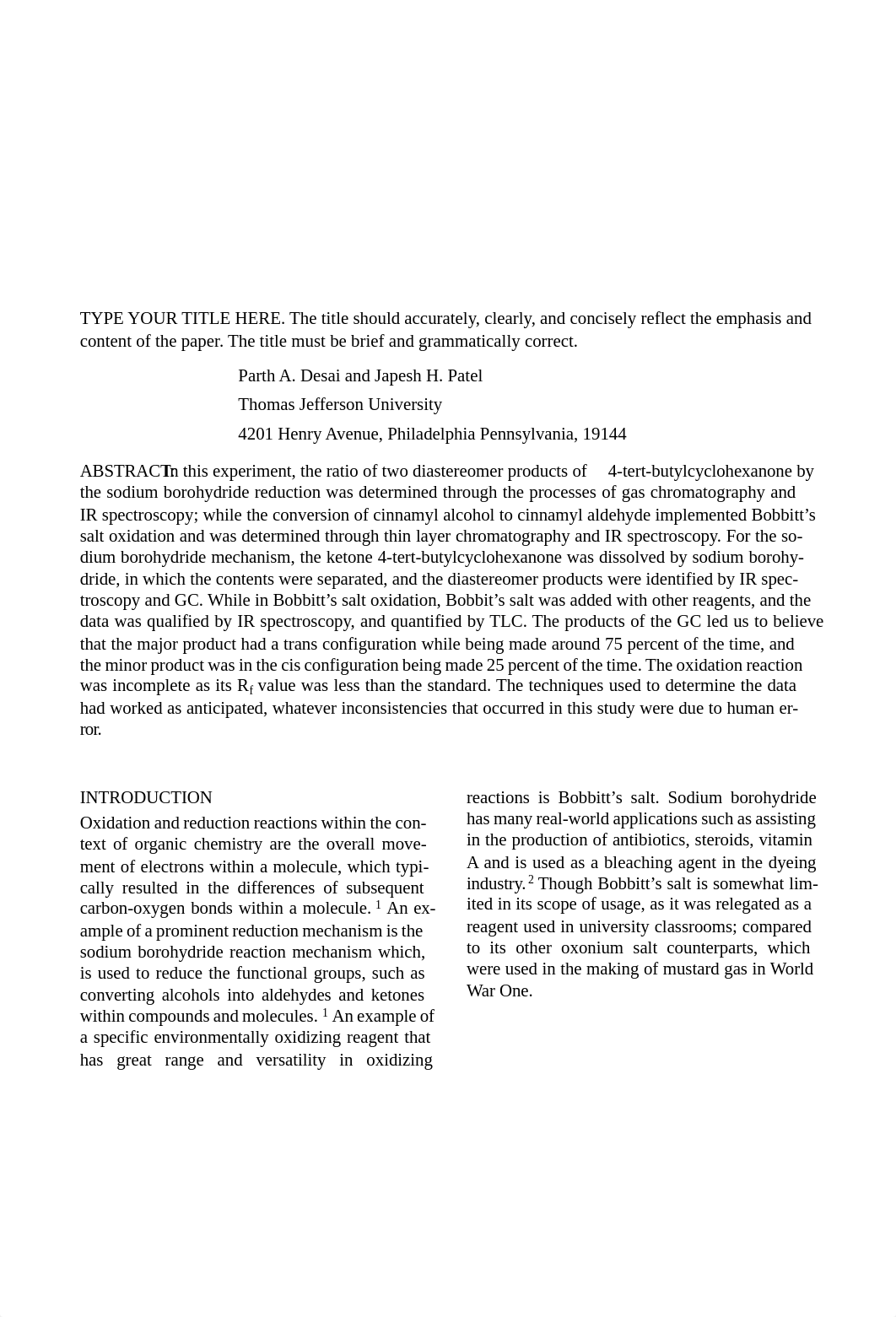 Orgo II Lab Oxidation-Reduction Full Lab Report.pdf_duzajfqbq02_page1