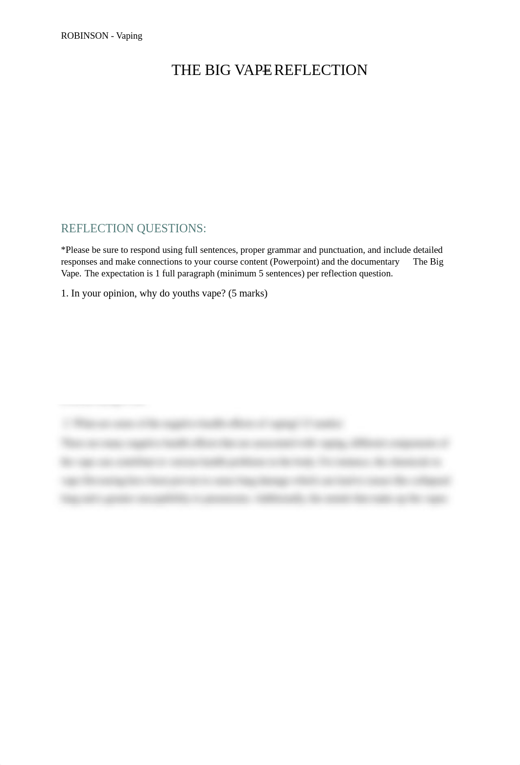 Shreeya's The Big Vape Reflection Questions.docx.pdf_dv01ekp50jw_page1