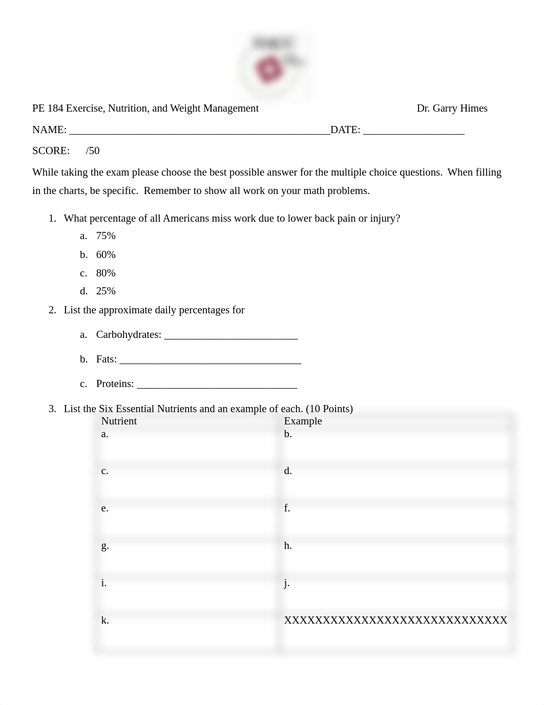 HACC PE184 Exercise Nutrition Weight Management Written Final Exam (1).docx_dv1587xud43_page1