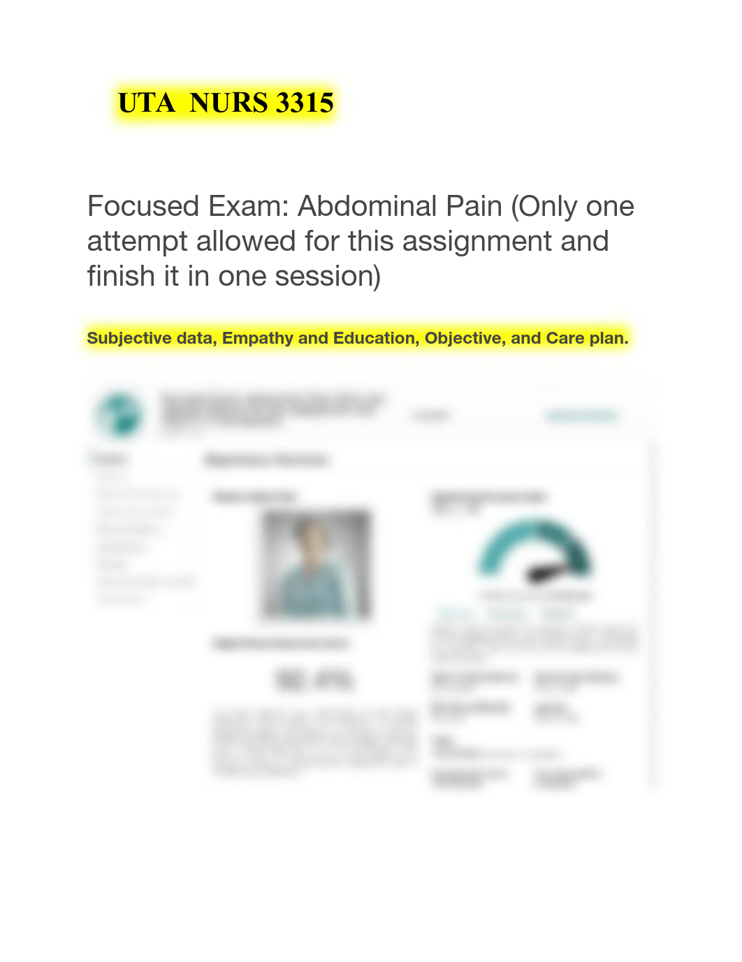 NURS 3315 Focused Exam Abdominal Pain with asnwers mine begins in pg. 21 .pdf_dv19qankz48_page1