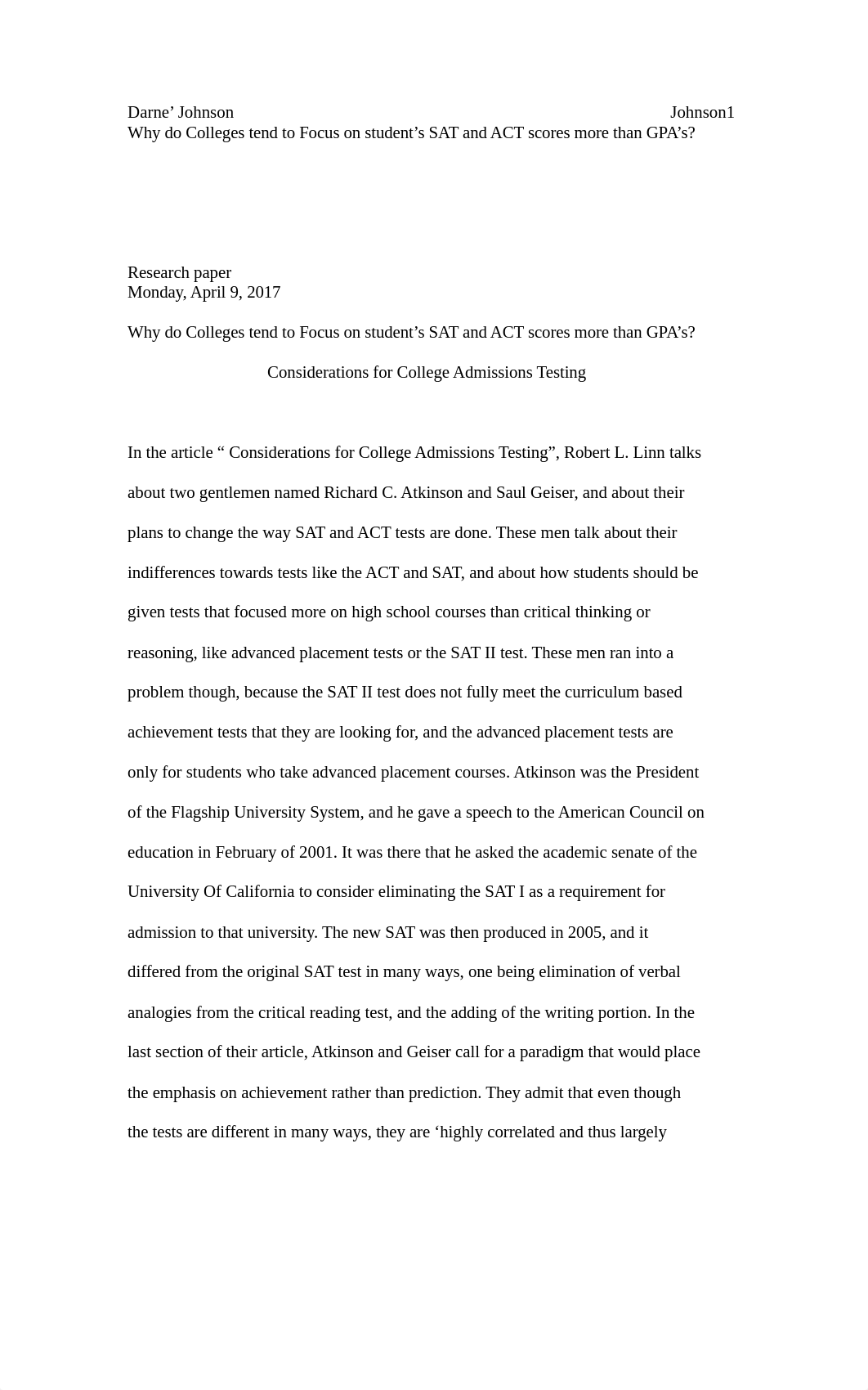 Why do Colleges tend to Focus on student's SAT and ACT scores more than GPA's.docx_dv1qqy37vag_page1