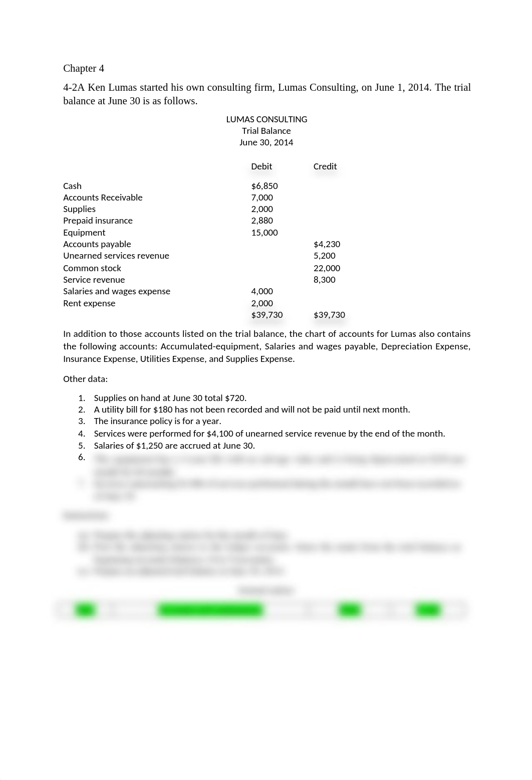 4-2A Ken Lumas started his own consulting firm, Lumas Consulting, on June 1, 2014. The trial balance_dv1u5l9jfl6_page1