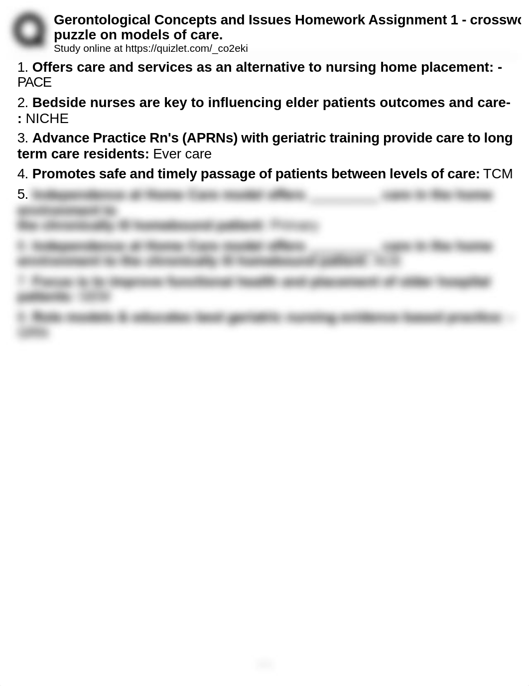 Gerontological Concepts and Issues Homework Assignment 1 - crossword puzzle on models of care.pdf_dv21pboc7nq_page1