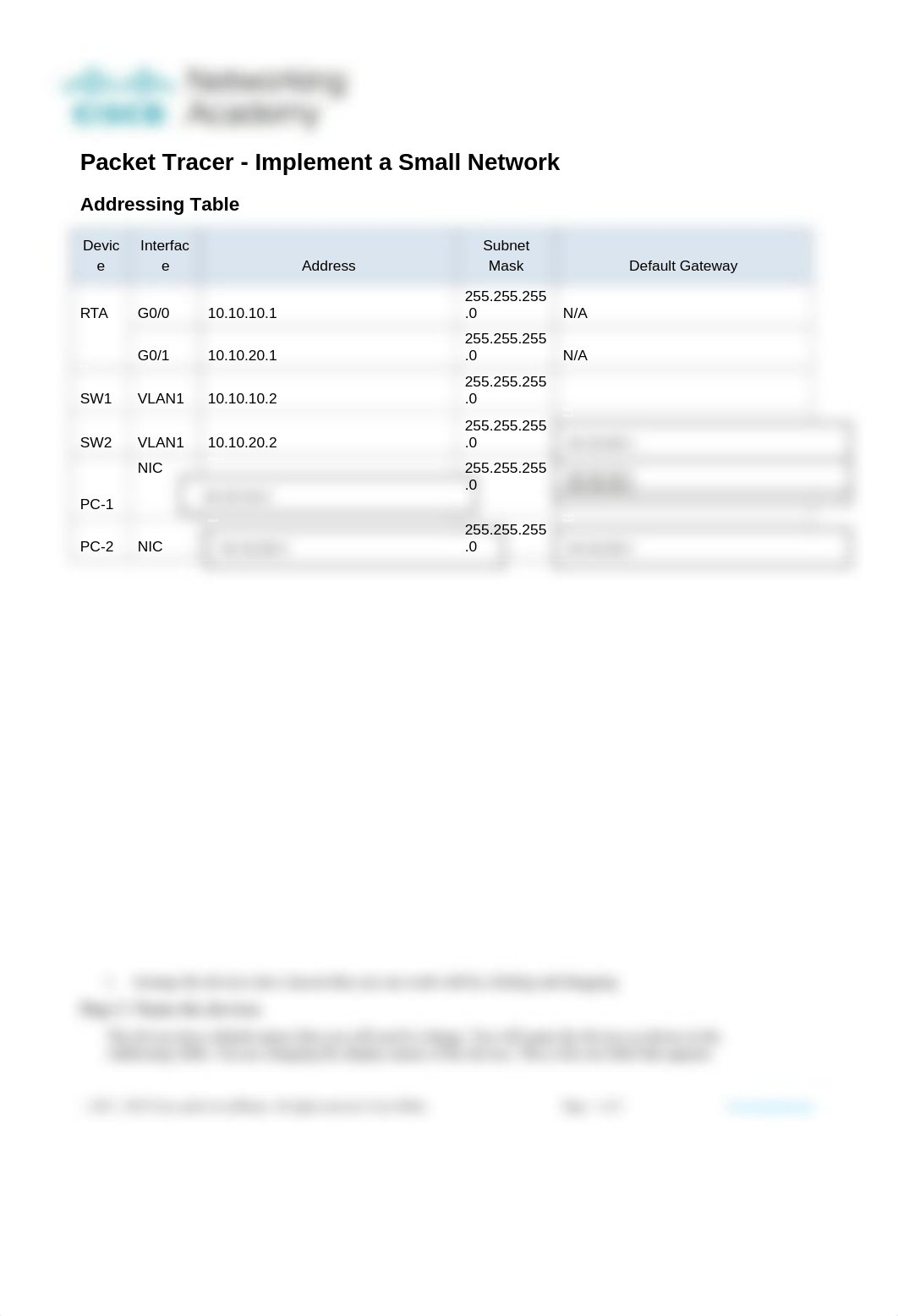 1.6.1 Packet Tracer - Implement a Small Network.docx_dv2mh26ifi7_page1