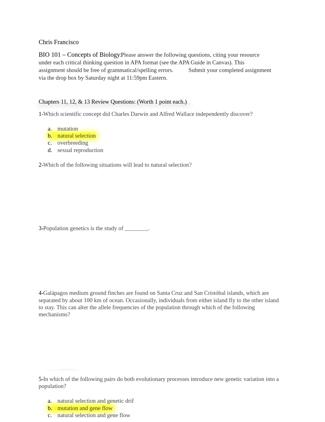 Concepts of Biology Chapters 11, 12, & 13 Assignment.docx_dv3qqufegx2_page1