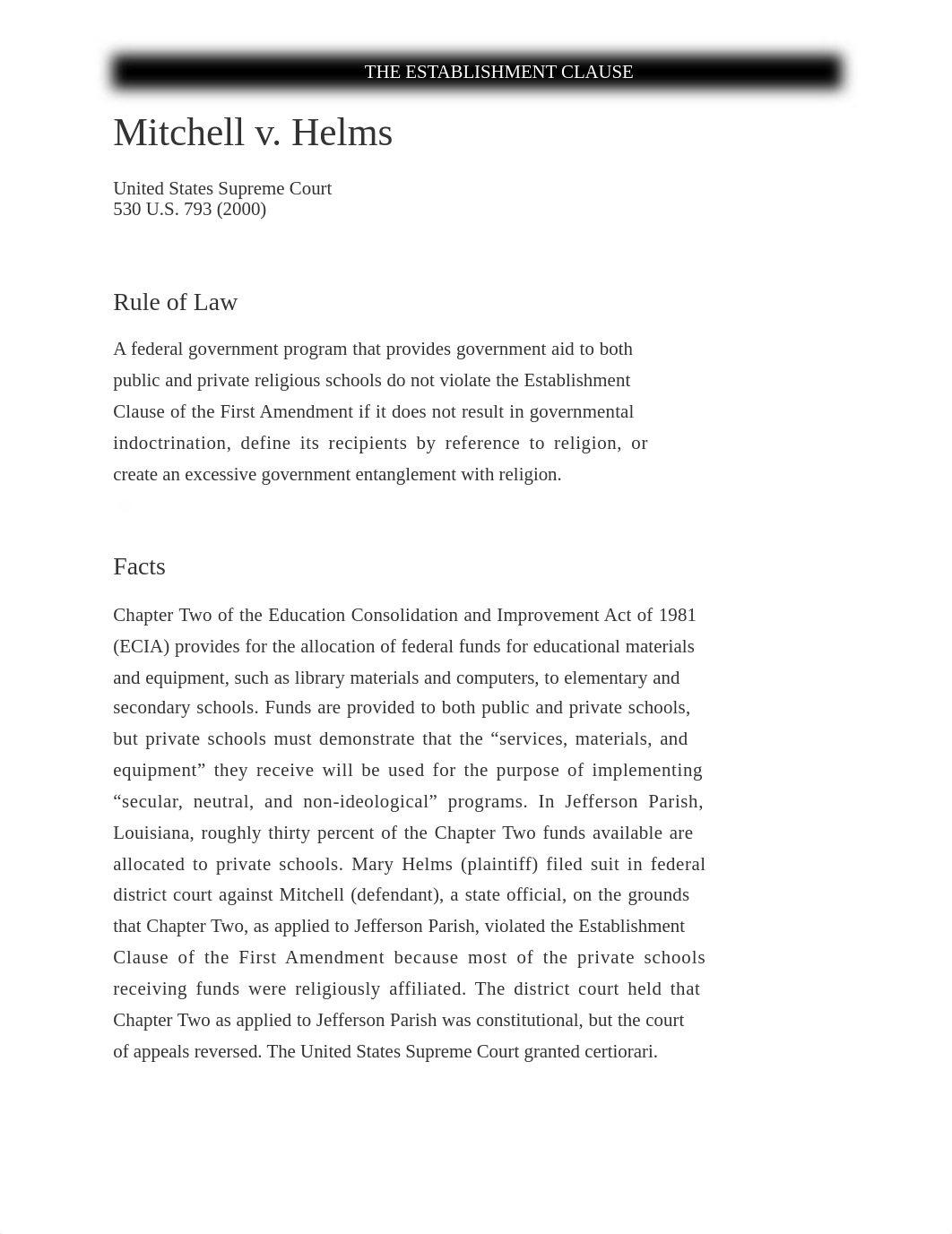 The Establishment Clause Extra cases_dv4g40312pz_page1